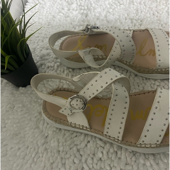 Sam Edelman Janette Sandals, White Leather and Silver, 9.5 - Picture 11 of 12
